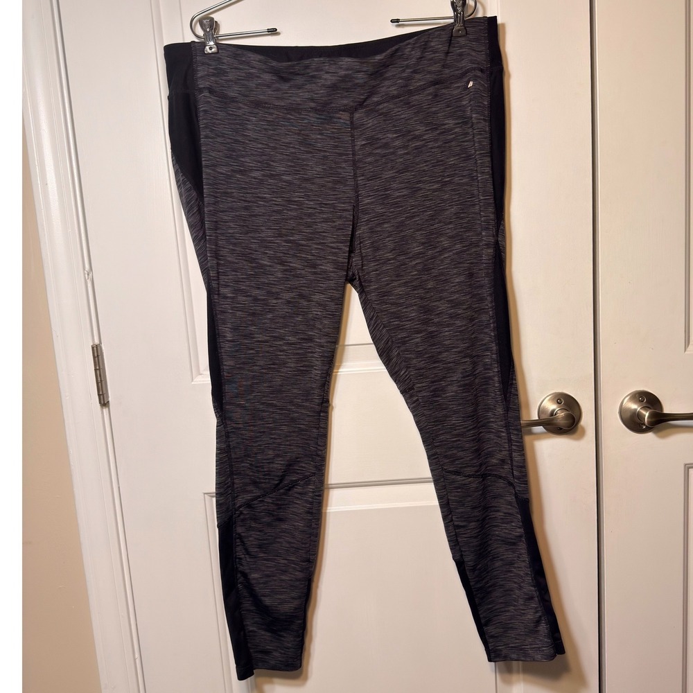 Avia Womens XXL Space Dye Athletic Leggings Gray Black RH6M030B Workout Pants